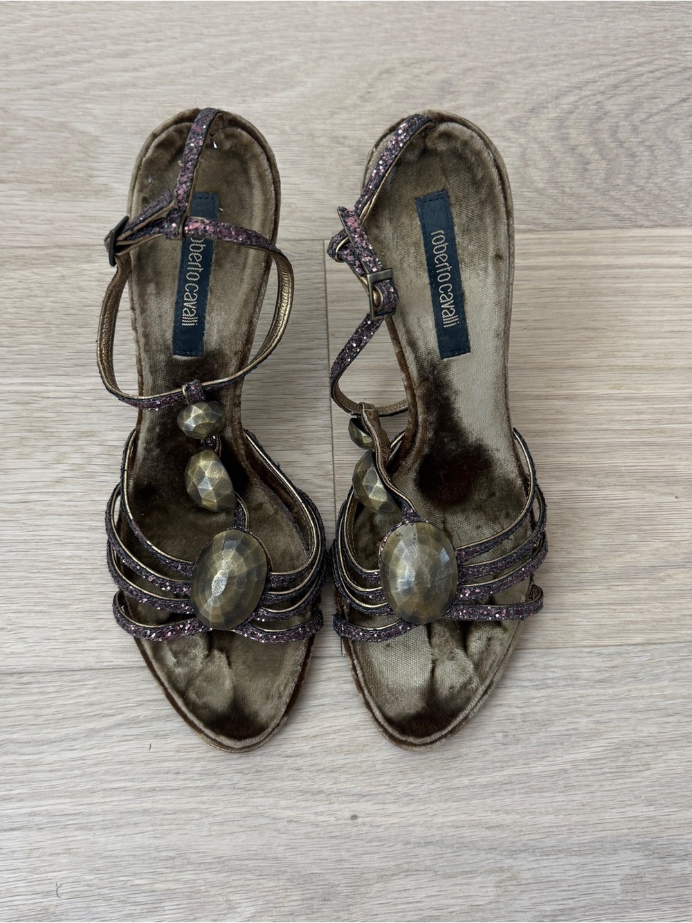 Vintage Roberto Cavalli Brown Glitter Heels
